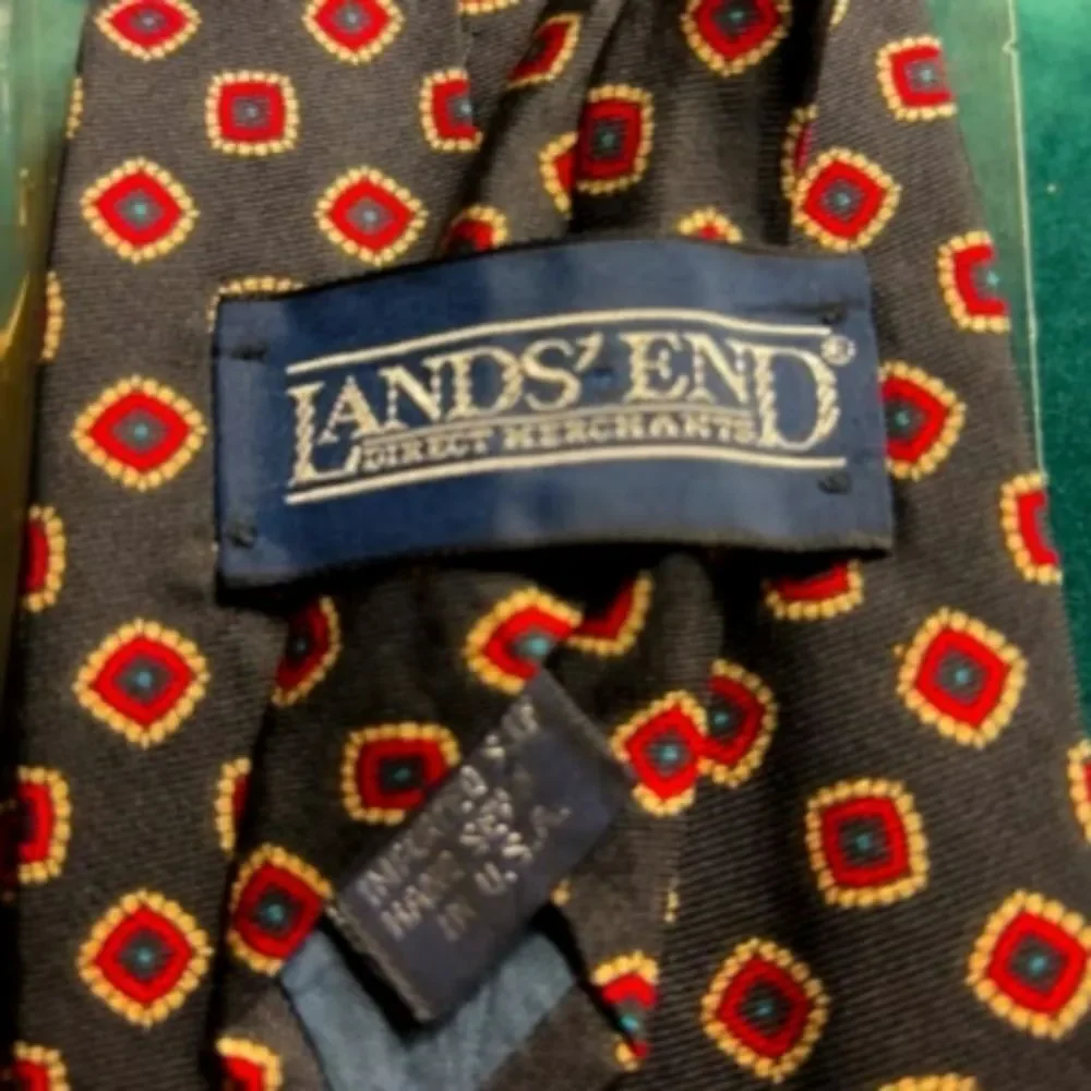 NWT Land's End Hand Sewn Silk Tie Made in USA